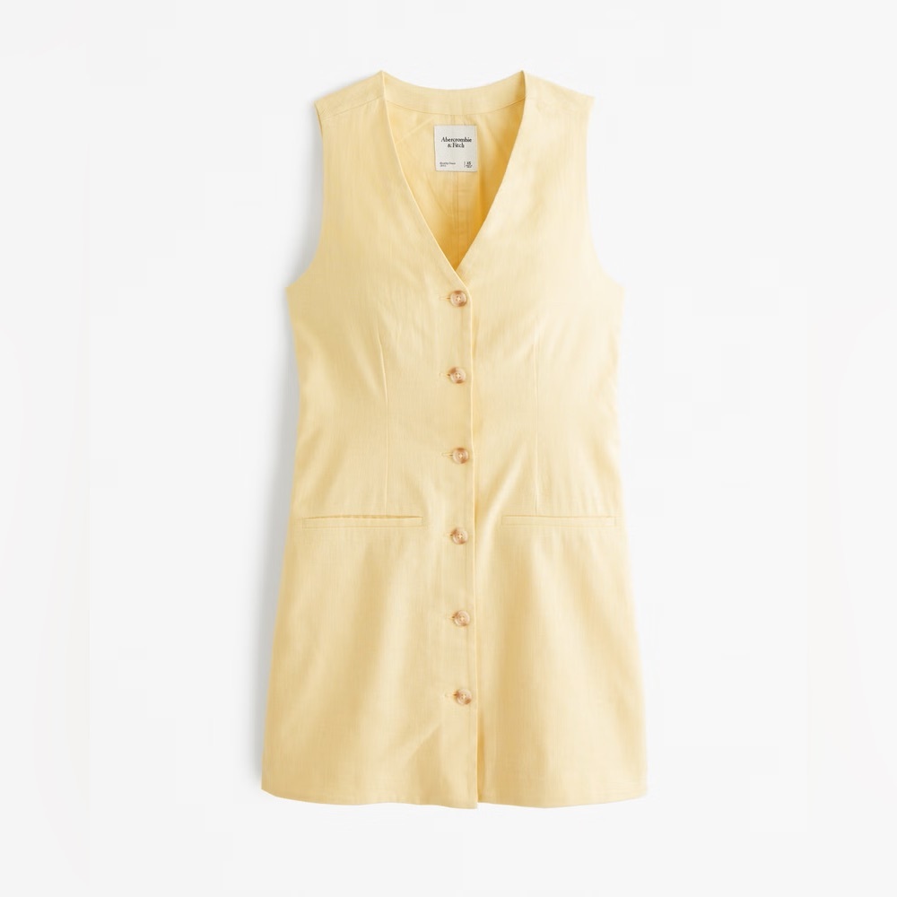 A&F Mara Linen-Blend Vest Mini Dress - size M